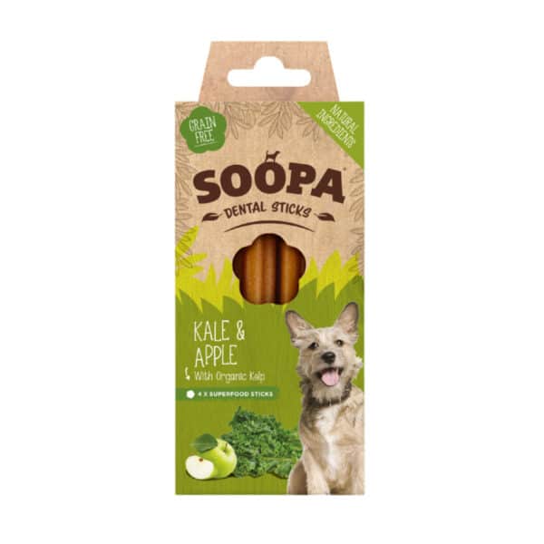 Soopa Kale & Apple Dental Sticks - Product In Box