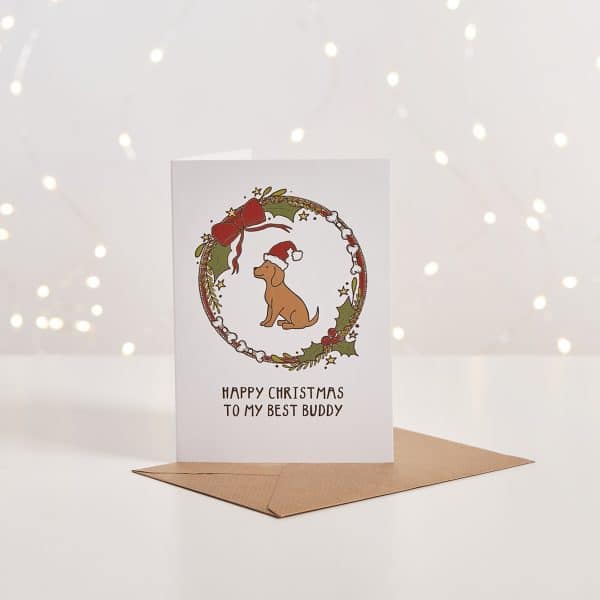 Pet Hamper Christmas Card with Wreath