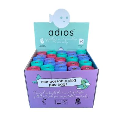 Adios Poo Bags - Single Rolls - Counter Display