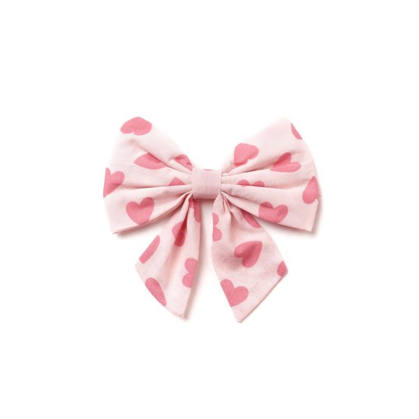 Valentine's Sailor Dog Bow - Pink Hearts