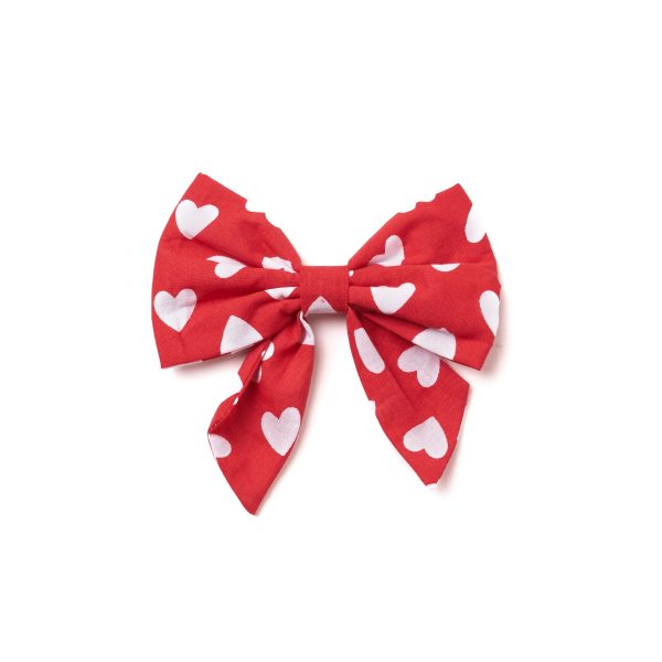 Valentine's Sailor Dog Bow - Red Hearts