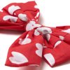 Valentine's Sailor Dog Bow - Red Hearts - Close Up