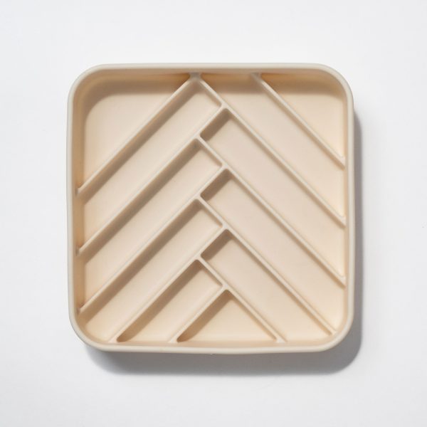 Dogged - Chevron Slow Feeder Bowl - Buttercream