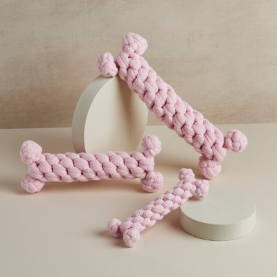 Pet Hamper Cotton Rope Bone - Pastel Pink