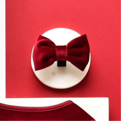 cocopup luxe velvet bow tie berry red