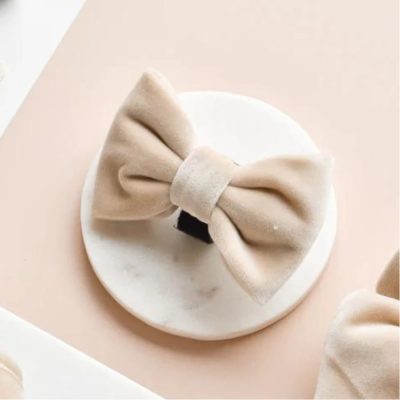 cocopup luxe velvet bow tie champagne