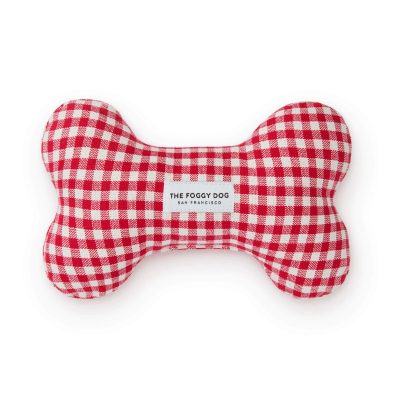 Foggy Dog - Red Gingham Bone Dog Toy