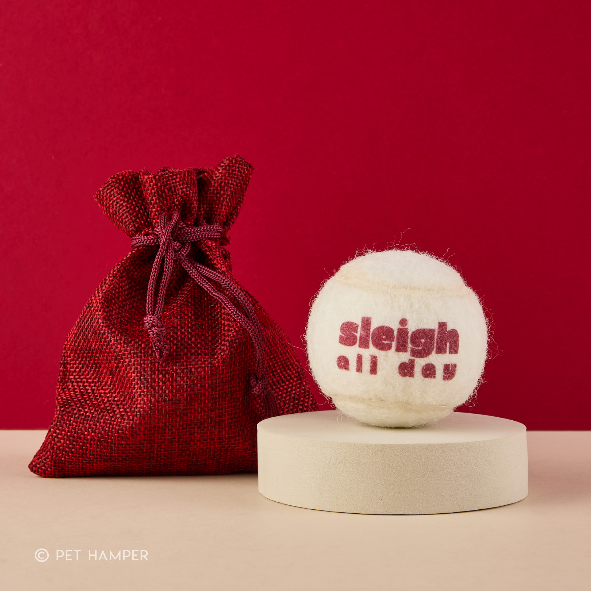 Pet Hamper Christmas Tennis Ball - Sleigh All Day
