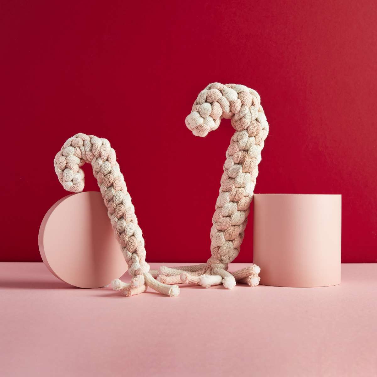 Rope Candy Cane - Baby Pink/Natural