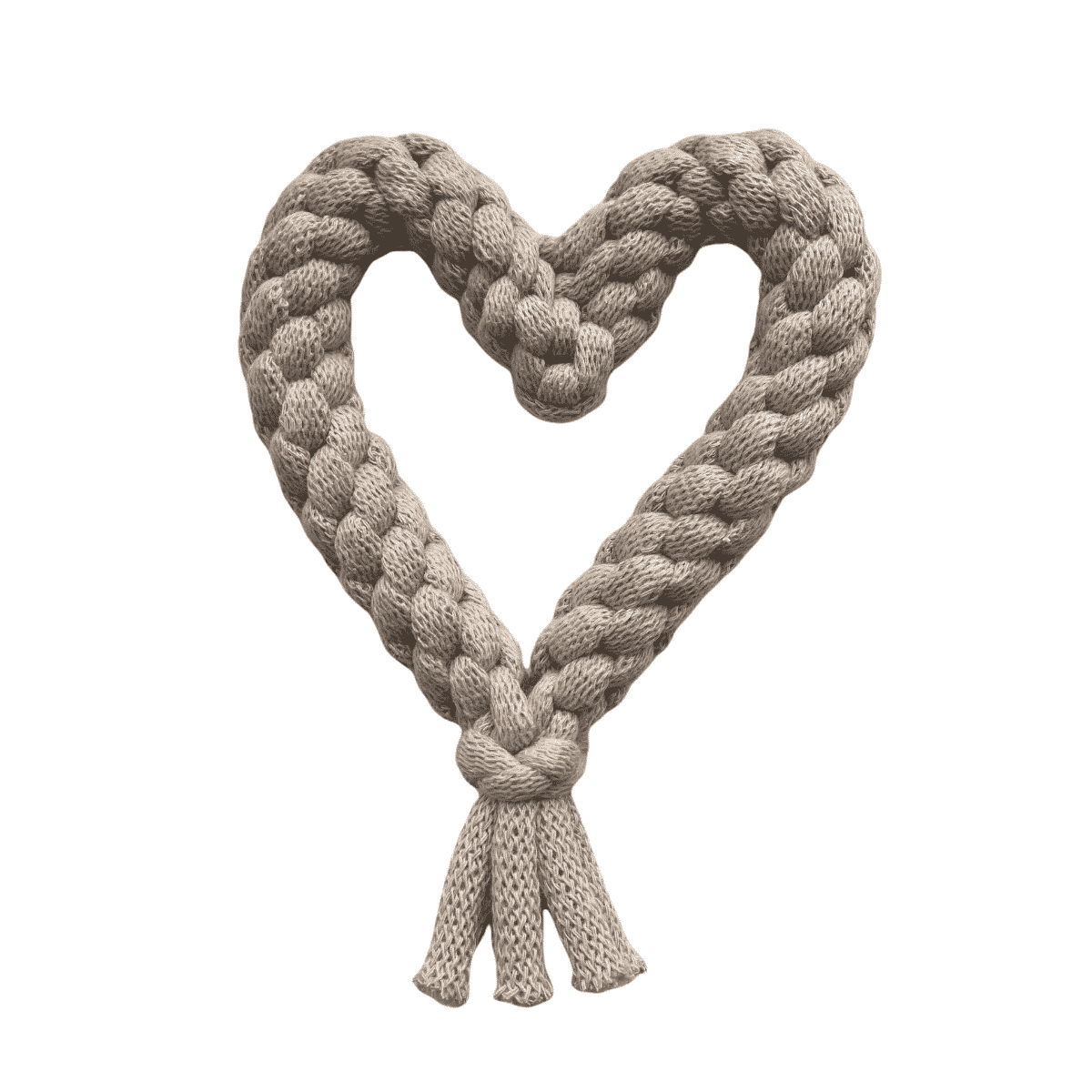 Heart Rope Dog Toy - Beige