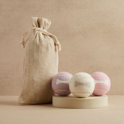 Pet Hamper Tennis Balls - 3 Pack - Natural, Candy Pink, Lavender