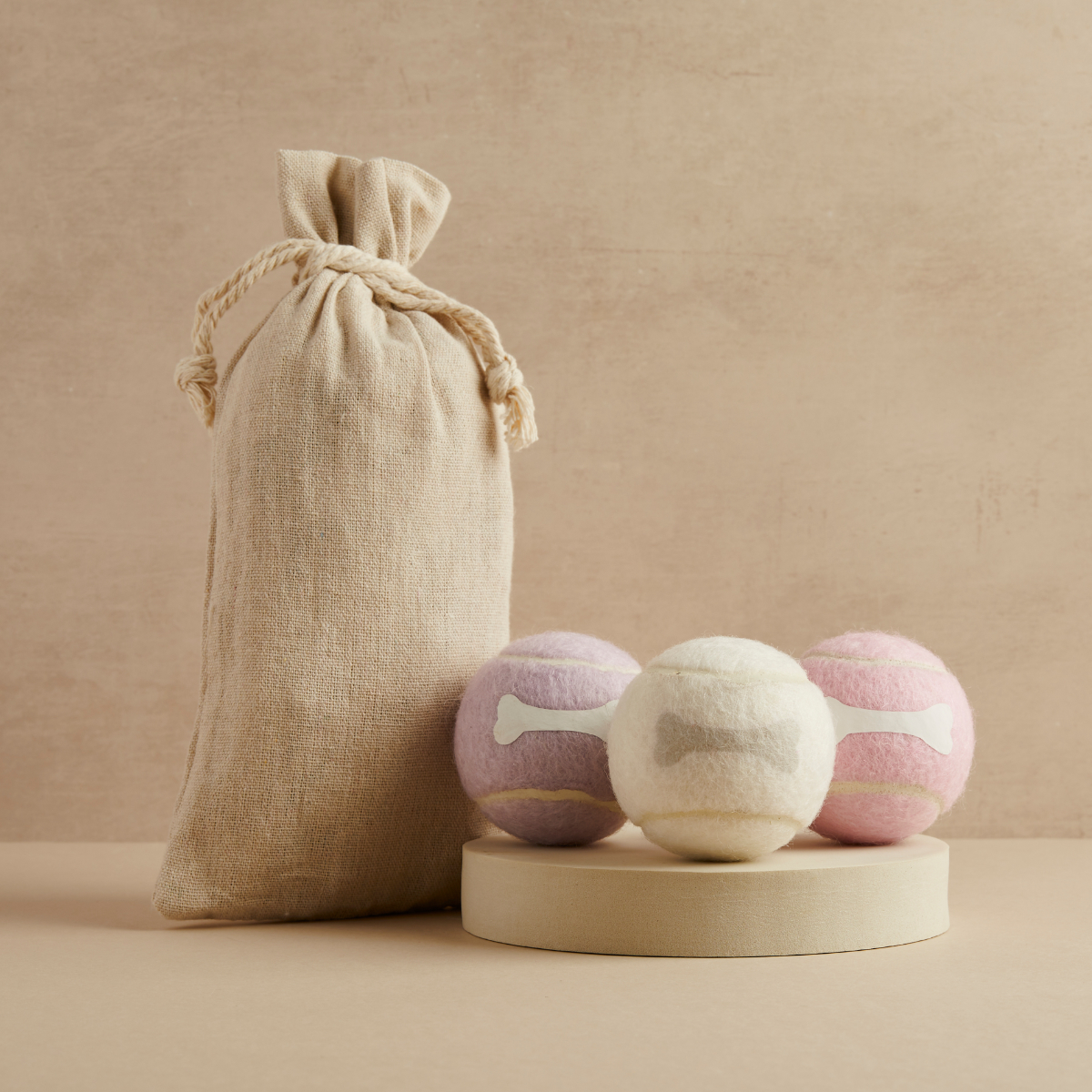 Pet Hamper Tennis Balls - 3 Pack - Natural, Candy Pink, Lavender