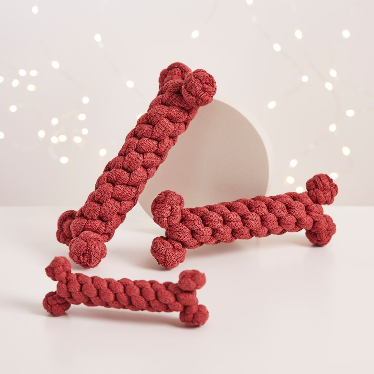Pet Hamper Cotton Rope Bone - Burgundy