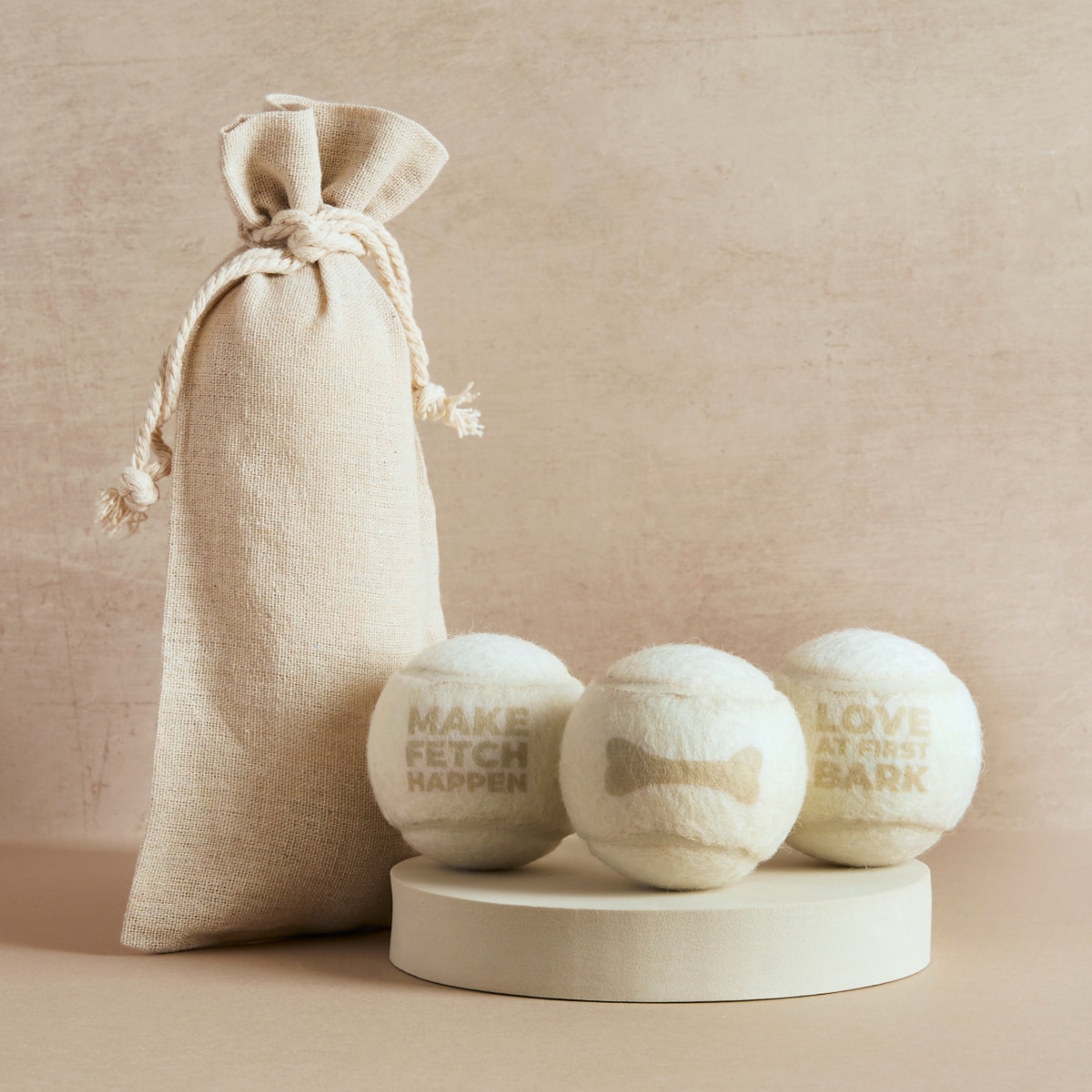 Pet Hamper Tennis Balls - 3 Pack - Natural & Beige