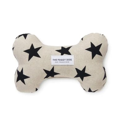 The Foggy Dog Black Stars Squeaky Dog Toy