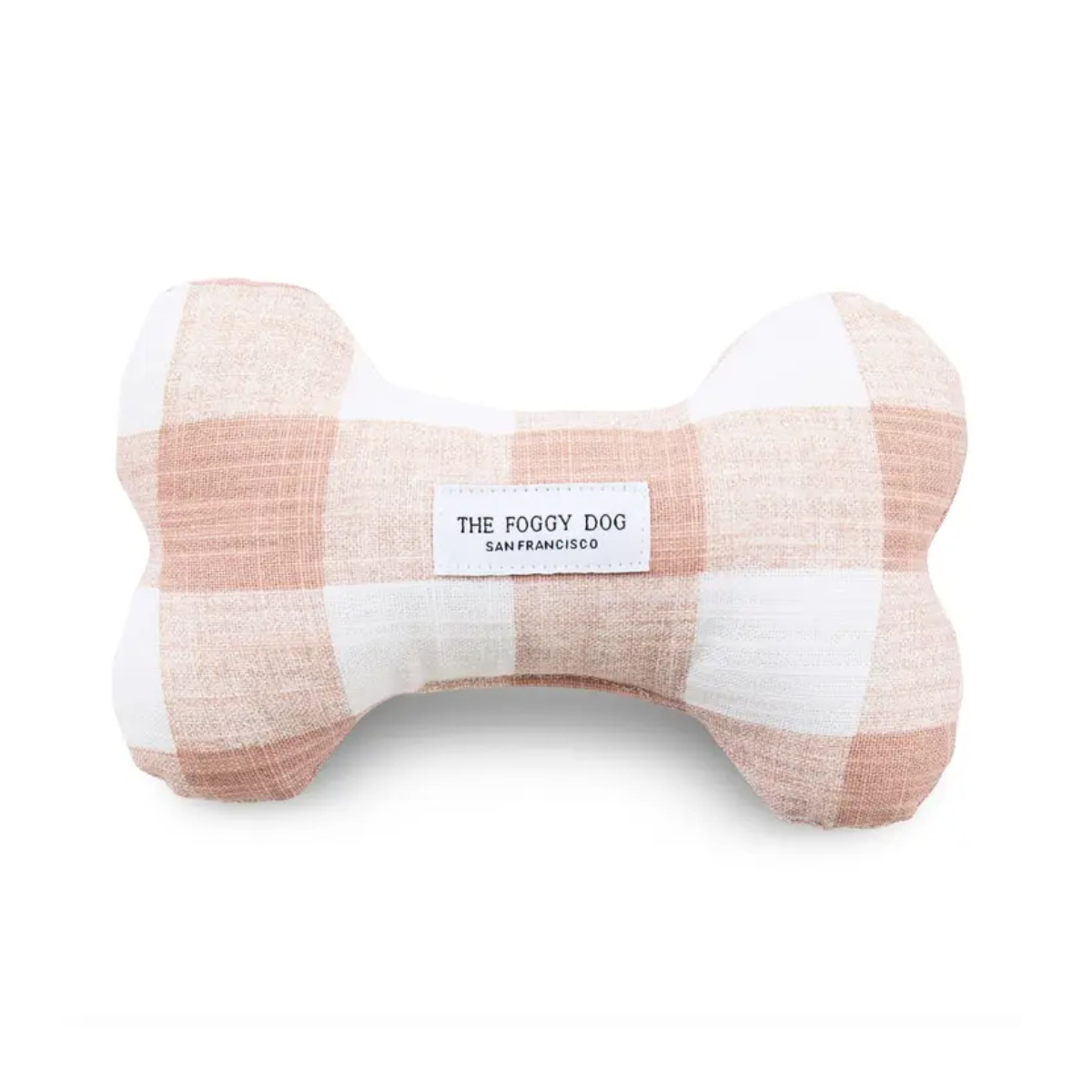 The Foggy Doggy Blush Pink Gingham Squeaky Dog Toy