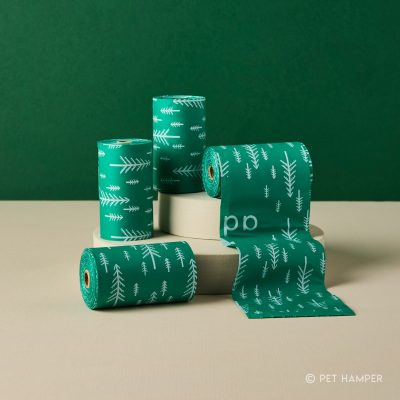 Adios Christmas Compostable Dog Poo Bags - Single Roll - Green