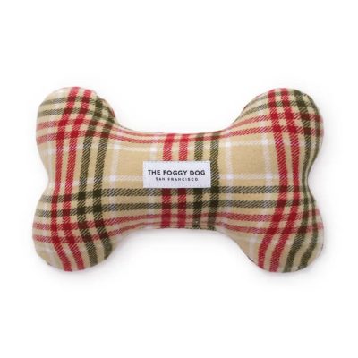 The Foggy Dog Christmas Eggnog Beige Plaid Dog Toy