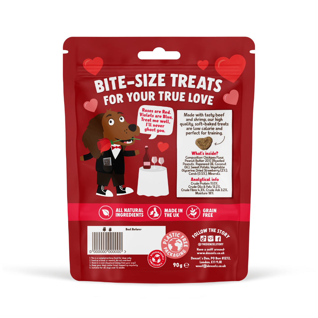 Denzel's Valentines Hearts - Surf & Turf Dog Treats - Back